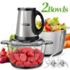 SPZTJK Robot de corte eléctrico multifuncional de， picadora de carne eléctrica multifunción, trituradora, dos cuencos（acero inoxidable y vidrio）y cuchillas，para picar y triturar, ideal para verduras, ajo, ensalada, alimentos para bebés
